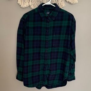 GAP Women’s  Green and Blue Blackwatch Plaid Shirt